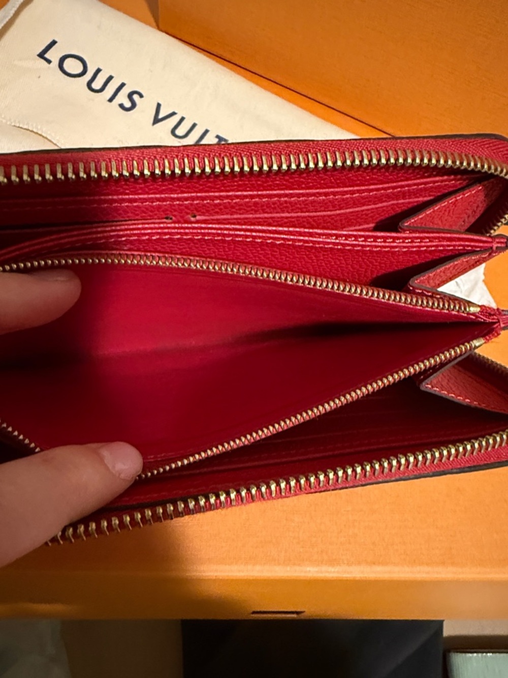 Louis Vuitton Red Embossed Monogram Zippy Wallet - Picture 9 of 9